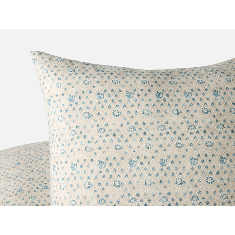 Coral Bell Print Linen Square Pillow Cover, Cerulean
