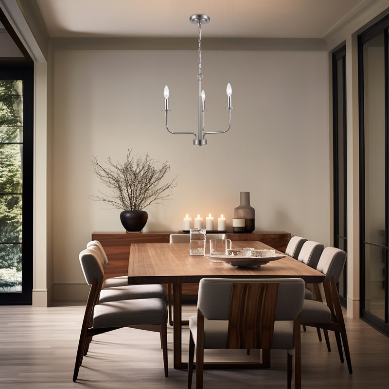 Popem - Luminaire suspendu de style bougie empire, Nickel brossé, H 78 po x l 18 po x P 18 po, 3