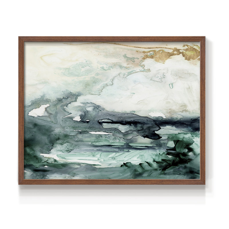 Sea Foam Flow I - Impression encadrée - Restickable, H 8 po x l 10 po, Noyer