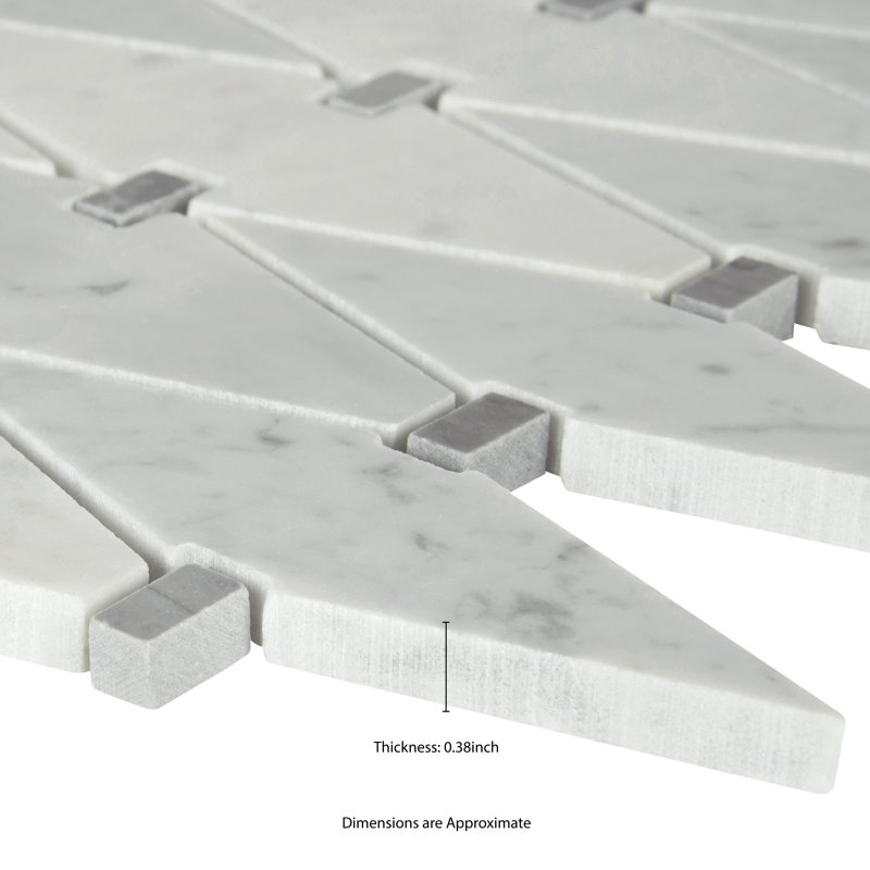 Carrara White Geometric 11 in. x 12 in. Polished Marble Mosaic Floor and Wall Tile
