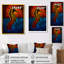Majestic Minimal Seahorse en rouge et bleu - reproduction d'art mural hippocampe-106090726-106090722