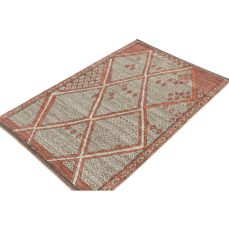 Moroccan Hand Knotted Silk Area Rug, Rectangle 4' x 5'