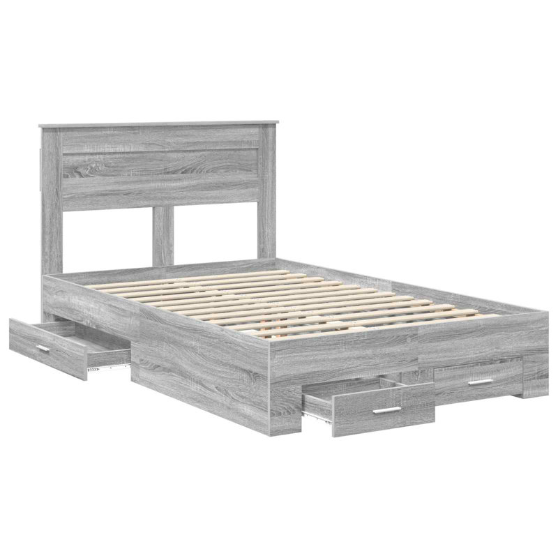 Bed, European Double (140 x 200 cm), Grey Sonoma