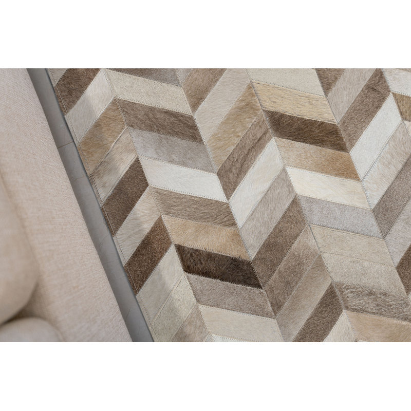 Billie Cowhide Geometric Rug, Rectangle 3' x 5'