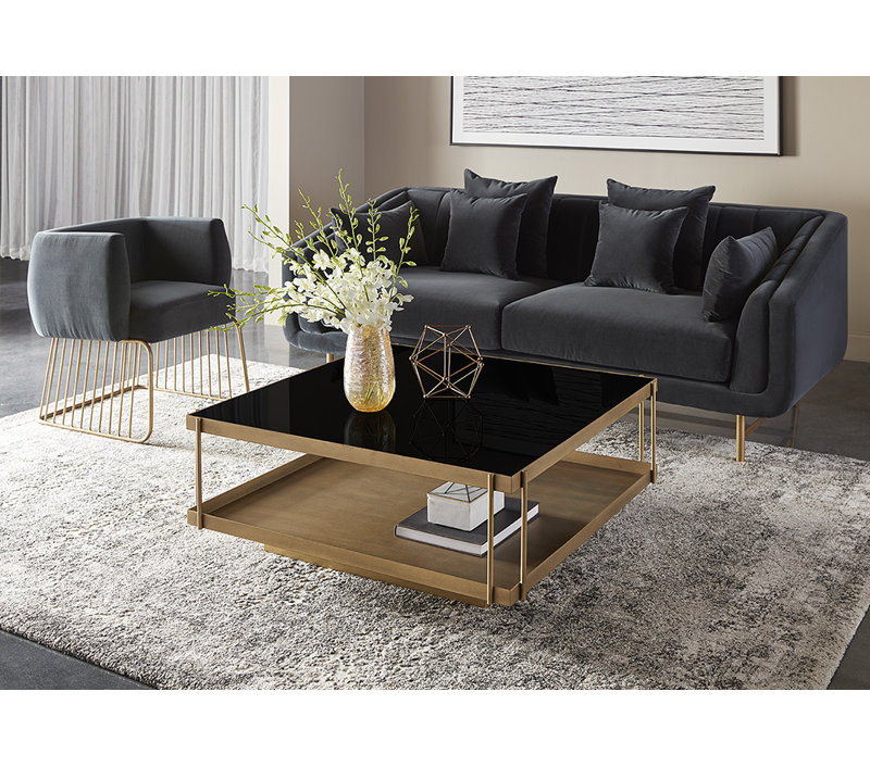 Glass Top Coffee Table - Gold