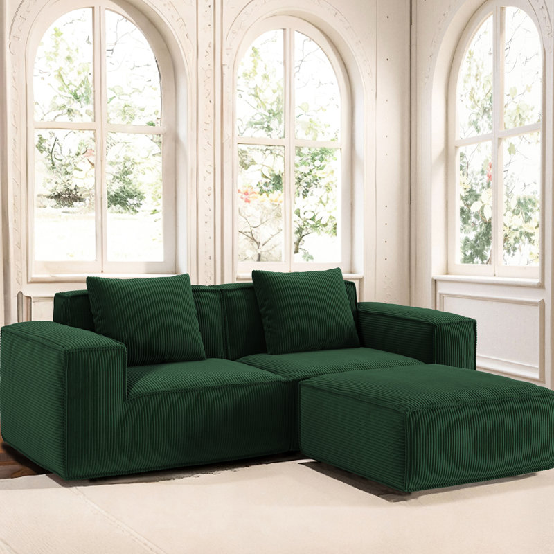Lit modulaire à 3 places, velours en velours côtelé doux, configuration flexible, éponge haute densité, assise plus profonde, mousse idéale pour la détente dans le salon, sans assemblage, petits espaces