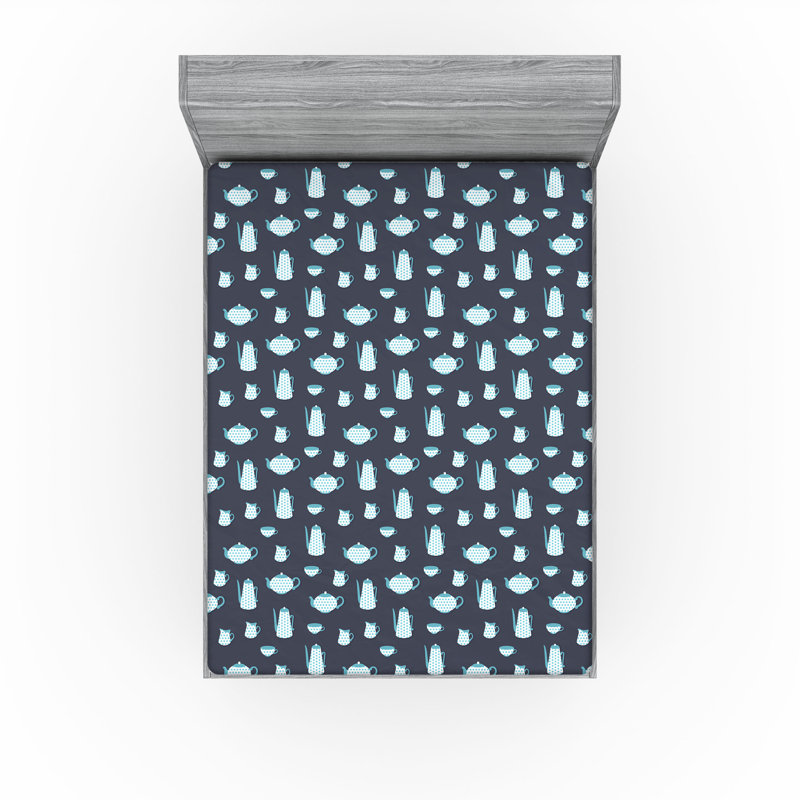 Ensemble de 2 draps-housses Ambesonne Tea Party, Drap-housse pour très grand lit californien
