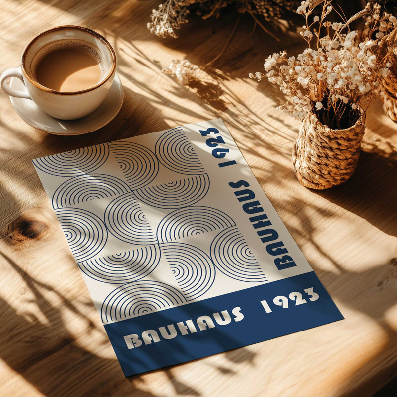 Bauhaus 1923 - imprimé bleu marine, Sans cadre, papier, H 10 po x l 8 po
