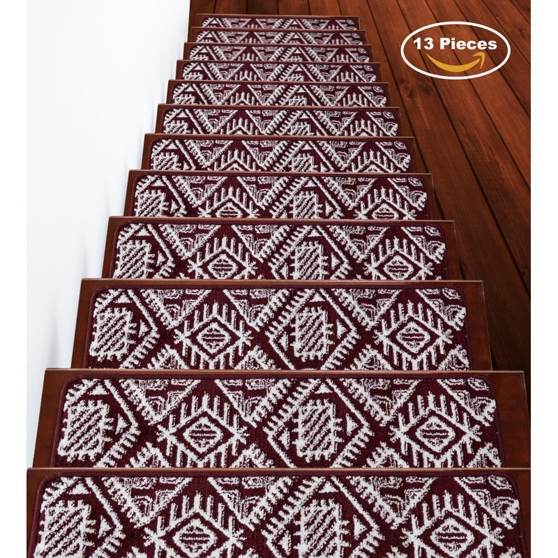 tapis d'escalier doux et vibrant en treillis Ankeny, Rouge
