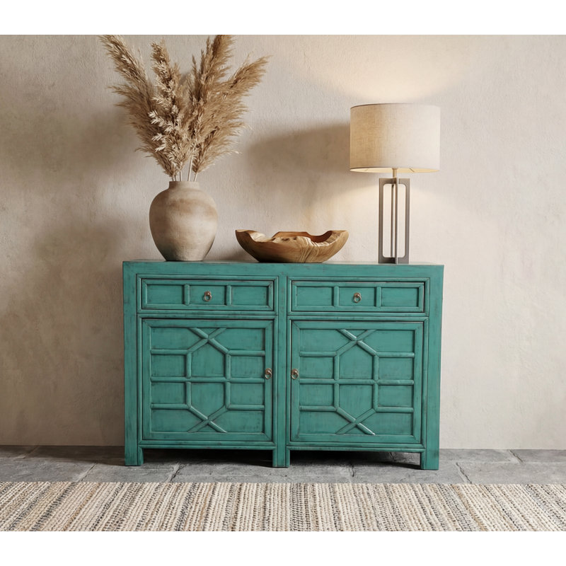 144cm Solid Wood Sideboard, Emerald Green