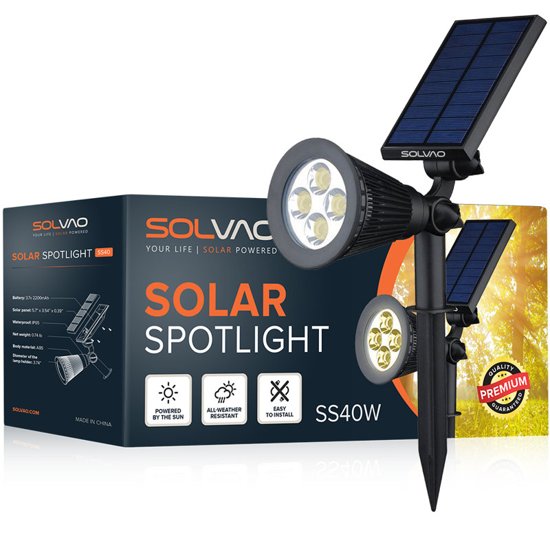 Ultra Bright Black Solar Powered LED Outdoor Security Flood Light