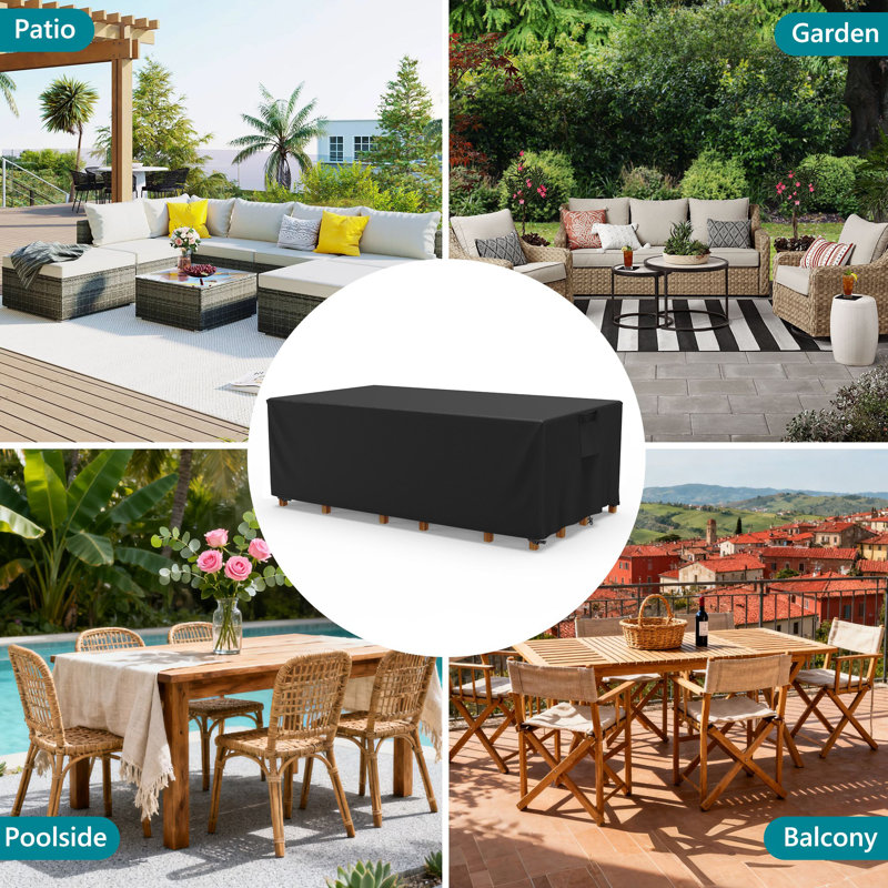 Waterproof Rectangular Patio Furniture Cover For Outdoor Furniture, Black