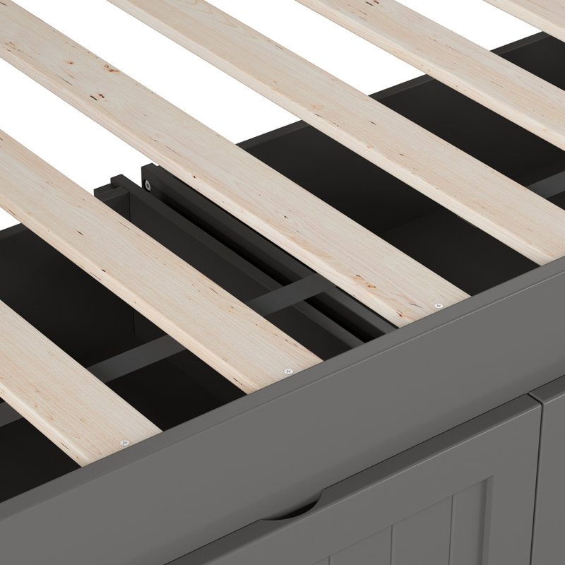 Lit de jour simple en bois massif avec tiroirs de rangement Nantucket Cottage, Gris