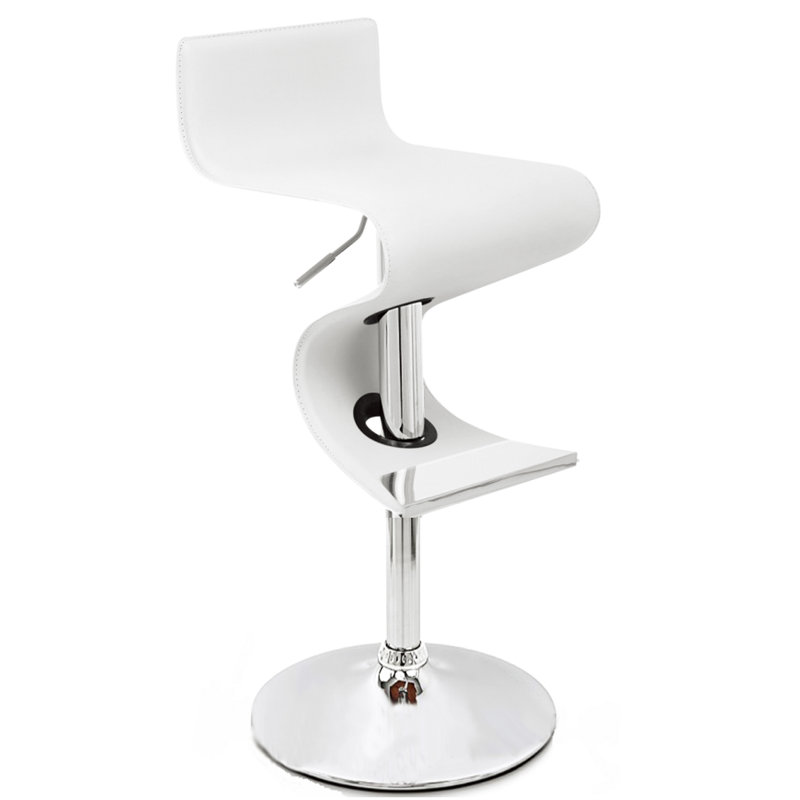 Tabouret de bar à hauteur ajustable Dilsad, blanc, Silver