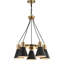 Luminaire suspendu de roue de chariot à 5 lumières Grundy