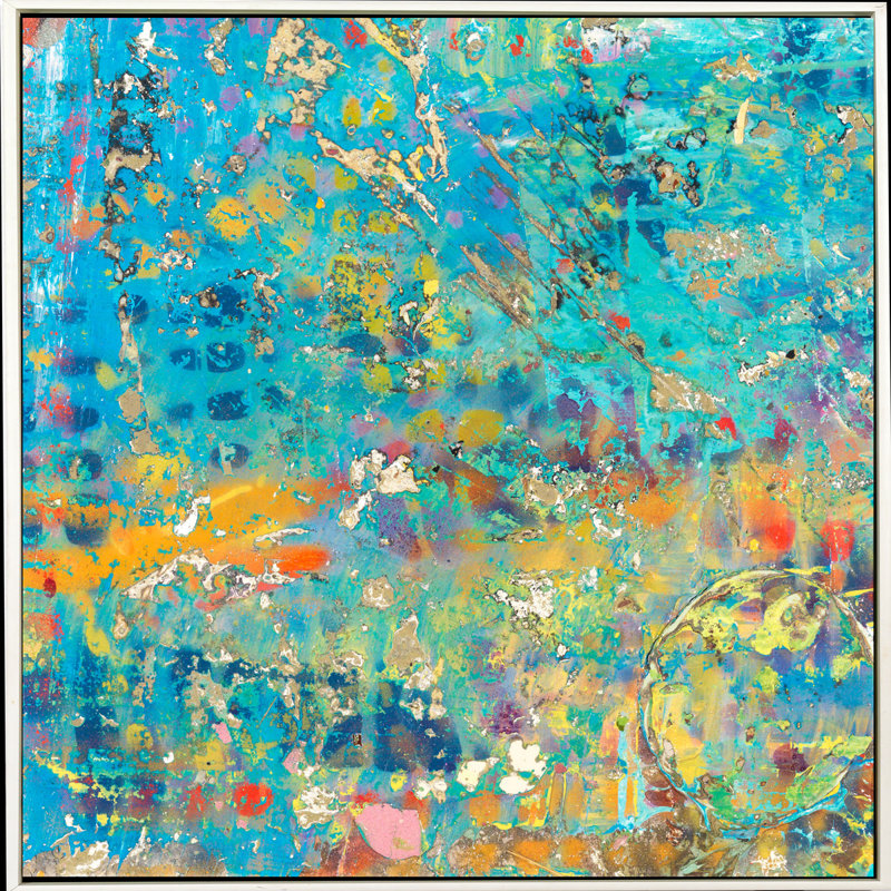 5 Below Anew Painting, White Framed, 36" H x 36" W