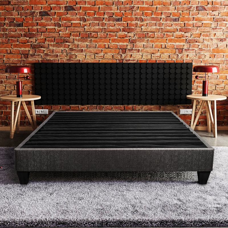 Base de lit grand format, base de lit tapissier, gris foncé, Grand lit