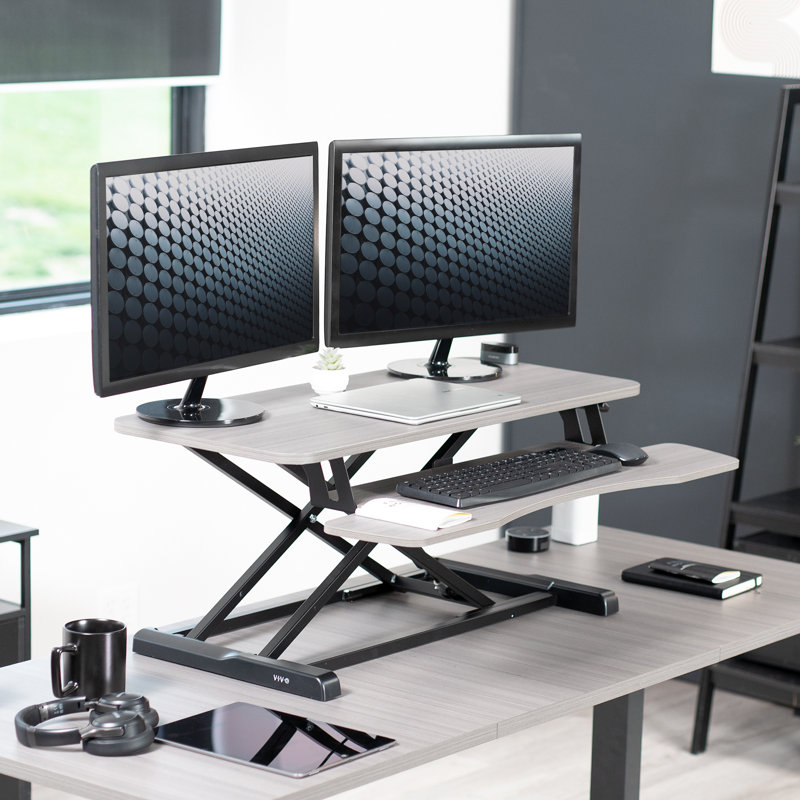 VIVO Height Adjustable Standing Desk Converter (DESK-V000K Series), 36", Gray/Black
