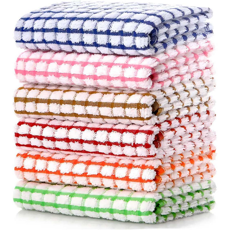 Kitchen Dish Towels, Bulk Cotton Kitchen Towels, 6 Pack Dish Cloths For Dish Rags For Drying Dishes Clothes And Dish Towels