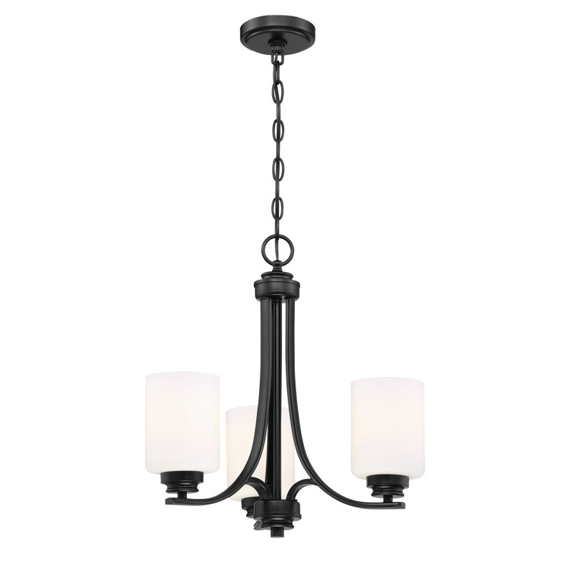 Stadium 3 - Light Dimmable Empire Chandelier, White Frosted, Flat Black
