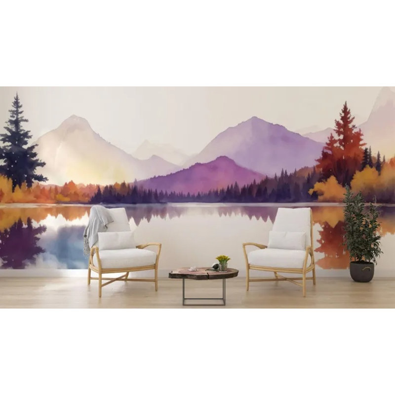 Papier peint paysage pastel, L 96 po x l 108 po