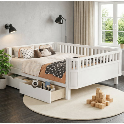 Wood Platform Bed with Storage
