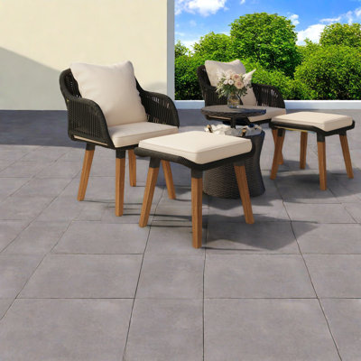 Durable Patio Dining Sets With Pop-up Cool Bar Table, Modern Woven Rope Seating, For Backyard And Poolside