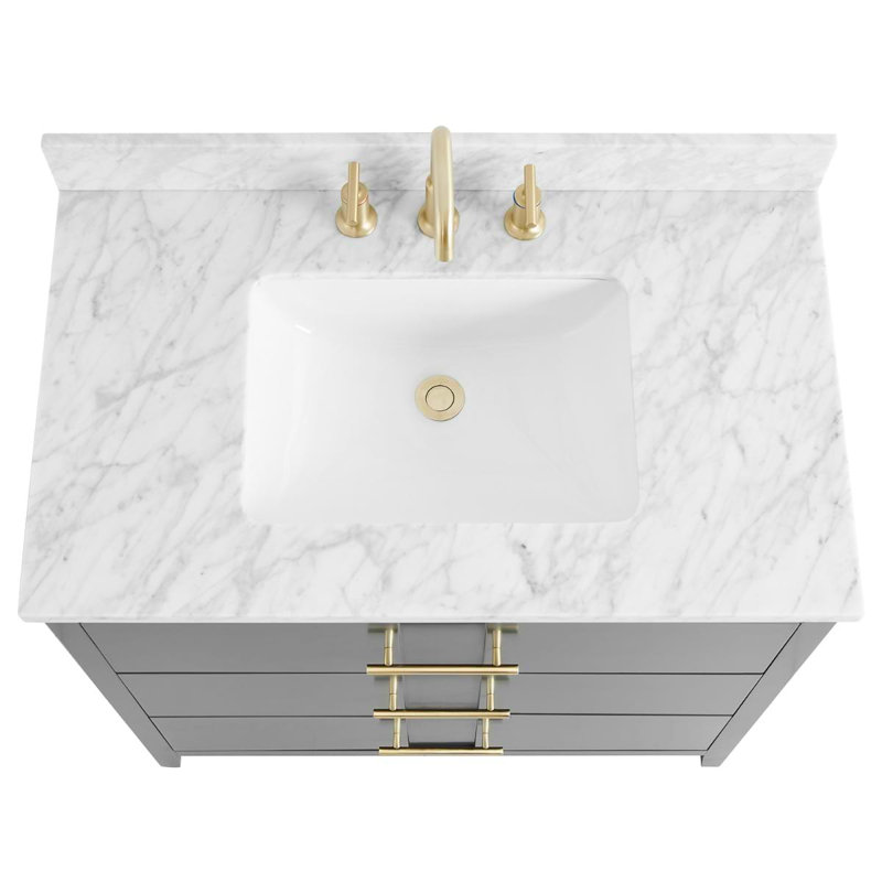 Iconic 36" Freestanding Standard Single Bathroom Vanity with Top, Black, Gold