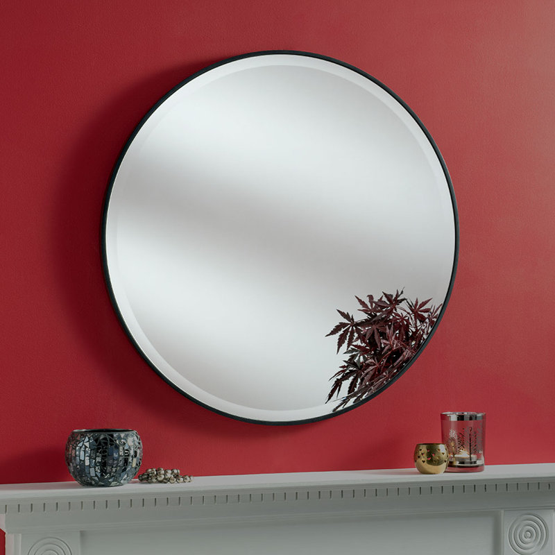 Arjay Wood Wall Mirror, Black, 60cm H x 60cm W