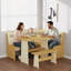 Ensemble de coin-repas moderne en forme de L, table de coin de cuisine avec ports USB et tablette de rangement, ensemble compact pour 3-4-1453151510