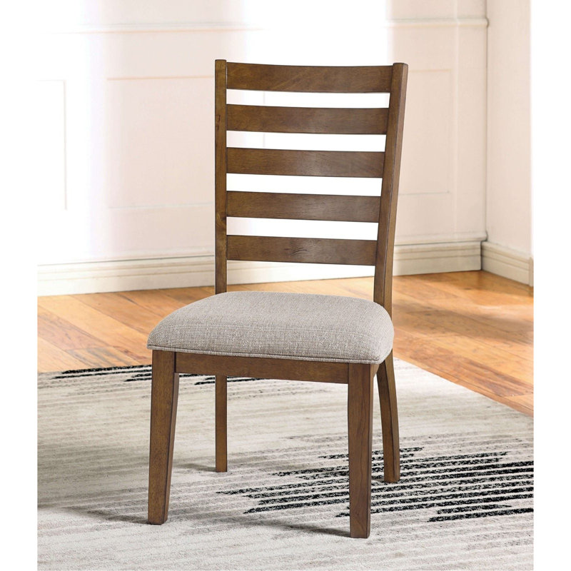 Ensemble de 2 chaises d'appoint transitionnelles en noyer gris clair avec dossier en bois massif et tissu d'ameublement rembourré en tissu 100% polyester