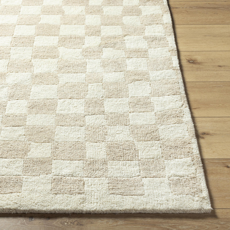 Damier Wool Checkered Area Rug, Rectangle 2' x 3'