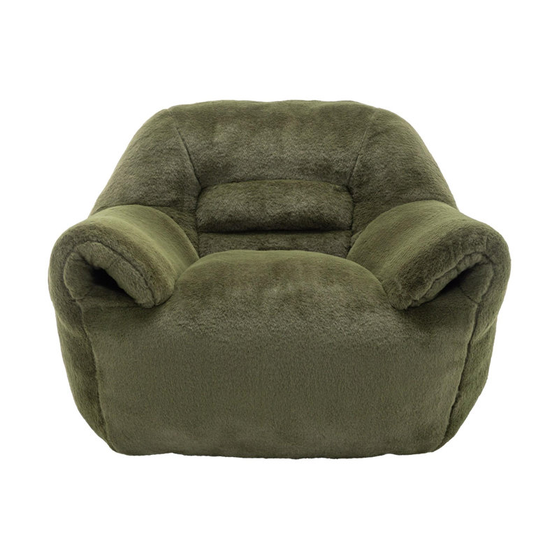 Fauteuil à billes avec dossier, Imitation fourrure verte