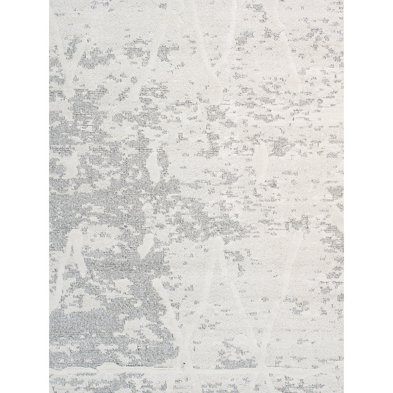 Sutton Polypropylene Ivory/Grey Area Rug, Rectangle 8' 0" X 10' 0"