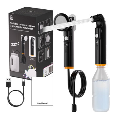 2-in-1 Portable Bidet Electric Handheld Sprayer with 47.3in Silicone Water Pipe, 2 Mode Travel Personal Shattaf 1600mAh USB Rechargeable Toilet Bidet Sprayer for Women Men, Postpartum Care, Baby Cleaning, RV, Travel & Outdoor Camping