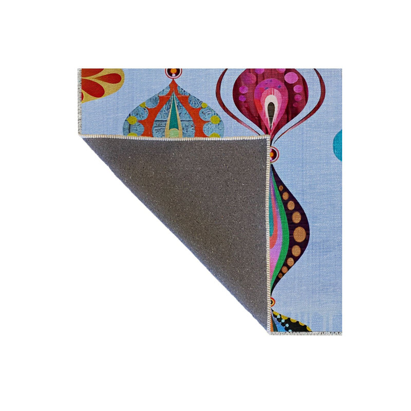 Tapis bleu lavable décoratif multicolore bleu, Tapis de couloir 3 pi 3 po x 9 pi 10 po