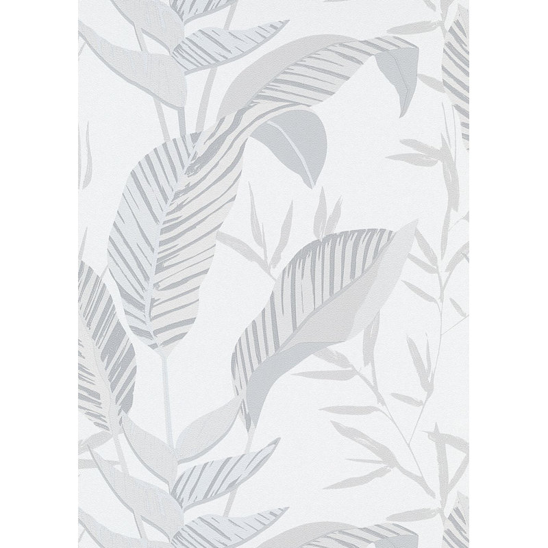 Papier peint texturé floral, Gris / gris clair
