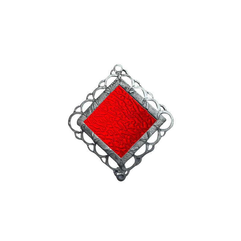 Verre 36 po - Verre rouge - Tube - Bois, Rouge / argenté