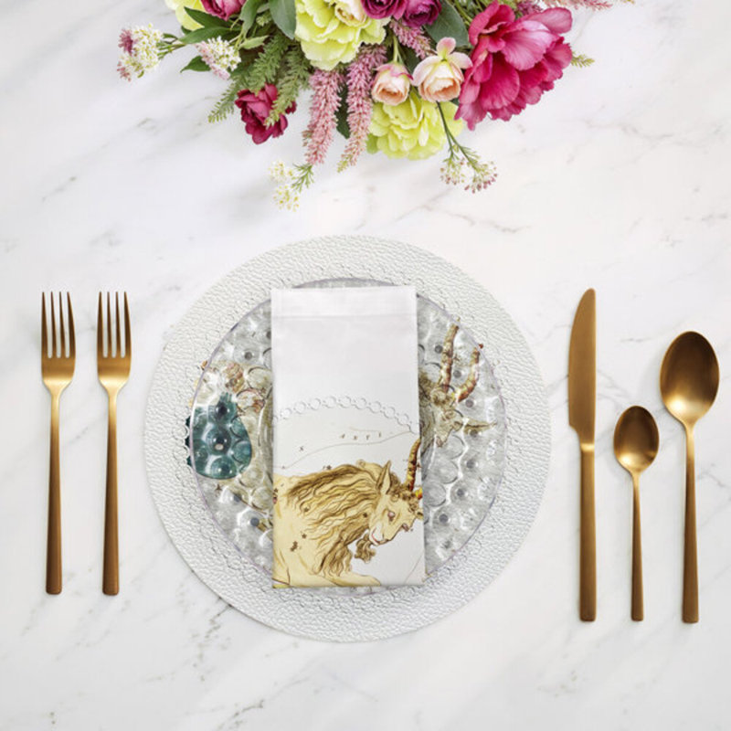 Serviettes de table en satin de coton Zodiac Capricorn, Blanc