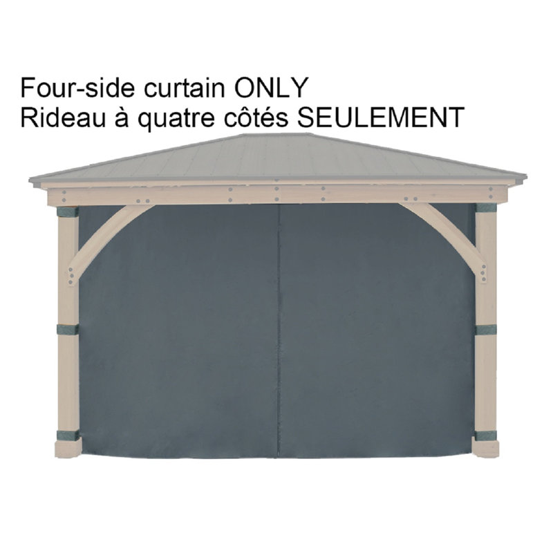 Gray Weather-Resistant 4-Sided Privacy Curtain for 11 ft. x 13 ft. Gazebo