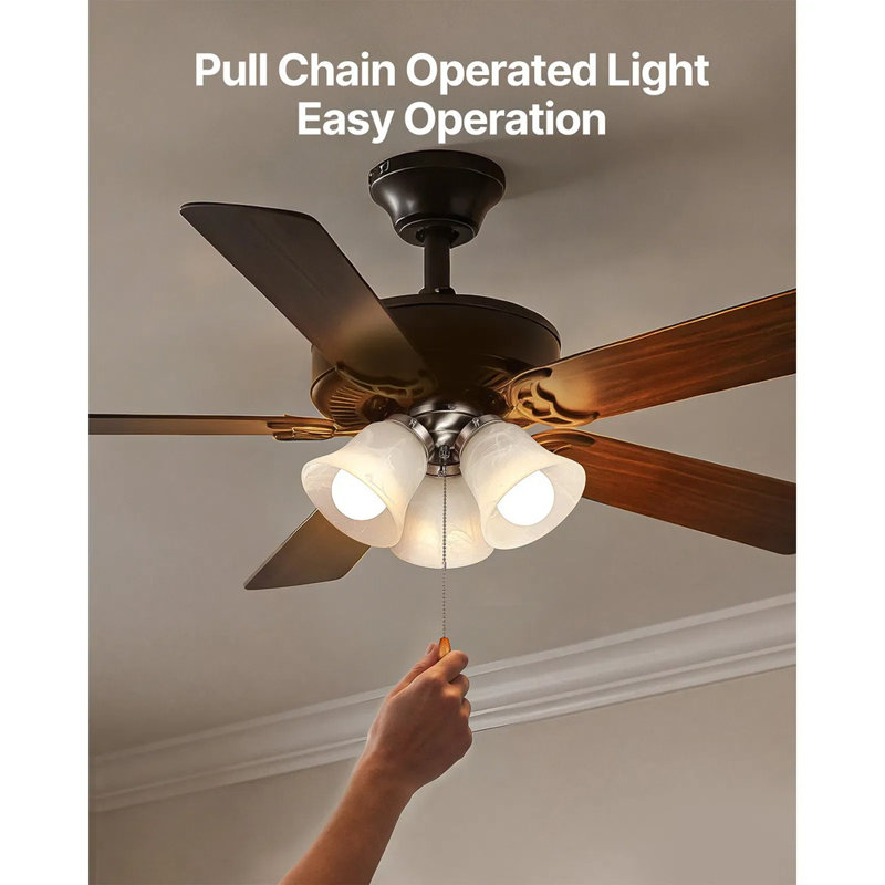Ensemble de ventilateur de plafond 10,28 "x 6,97", ensemble de lumière de ventilateur à trois lumières 3000k 750lm avec chaîne de traction, luminaire de remplacement pour le salon, la salle à manger, le verre blanc nuage et la finition nickel brossé