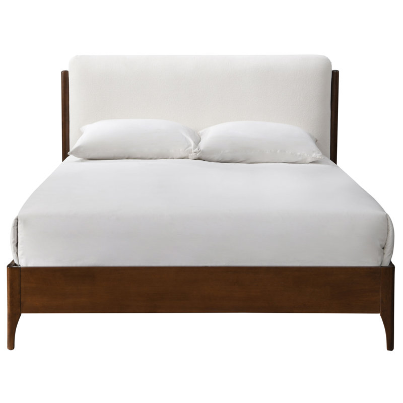 Solacina Wood Frame Bed, Ivory/Walnut, Queen