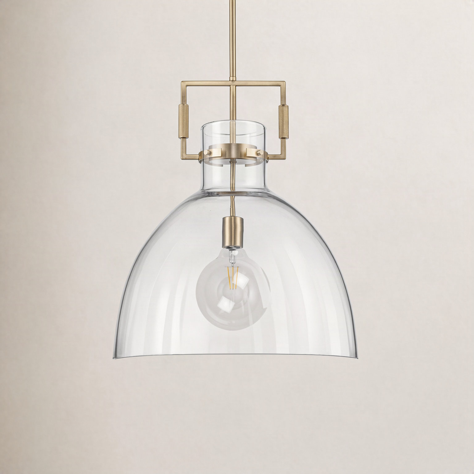Miami Dimmable Single Light Pendant, Antique Gold