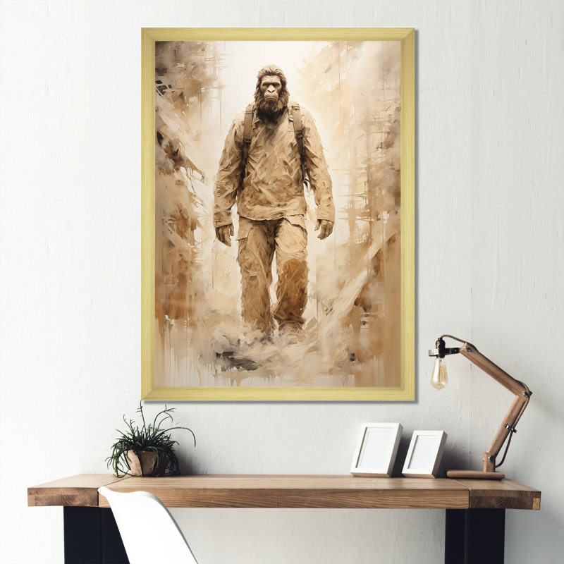 «Walking Bigfoot Wildlife», art mural sur toile Bigfoot, H 20 po x l 12 po x P 1 po, Encadrement doré