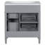 Meuble-lavabo moderne de 30 po avec lavabo supérieur, 2 tiroirs, tiroir coulissant, rangement pour porte d'armoire, rangement divers, poignées texturées, multi-usages, bois massif gris et 3 tablettes réglables simples, lisse-273940079