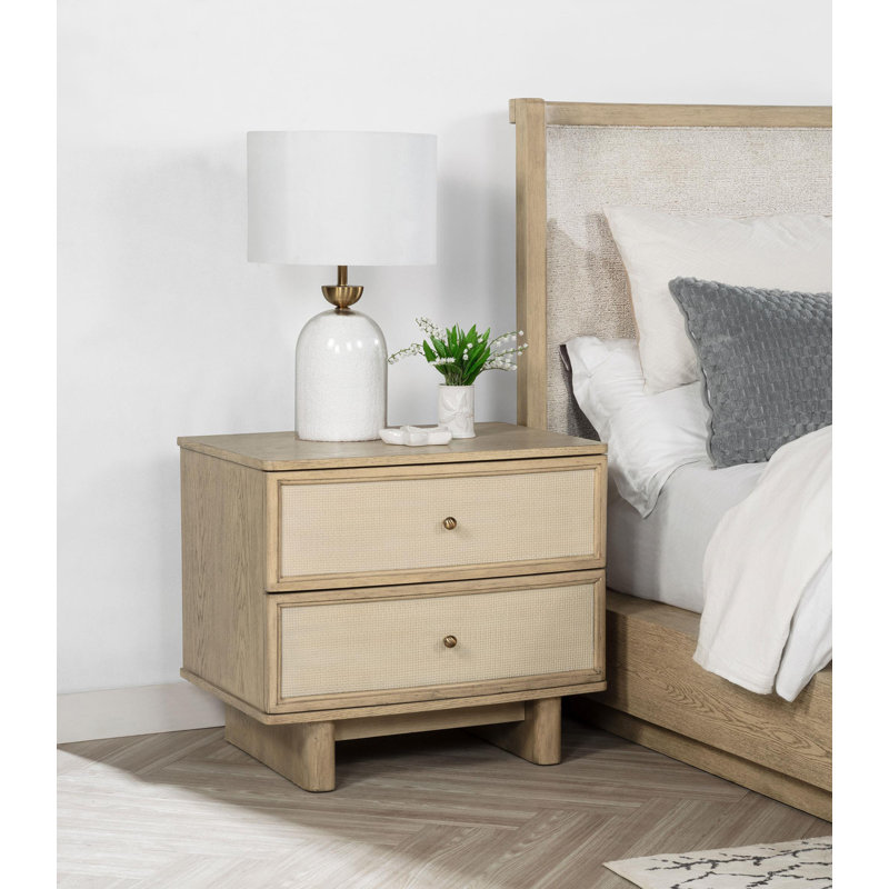 Table de chevet 2 tiroirs Chêne beige