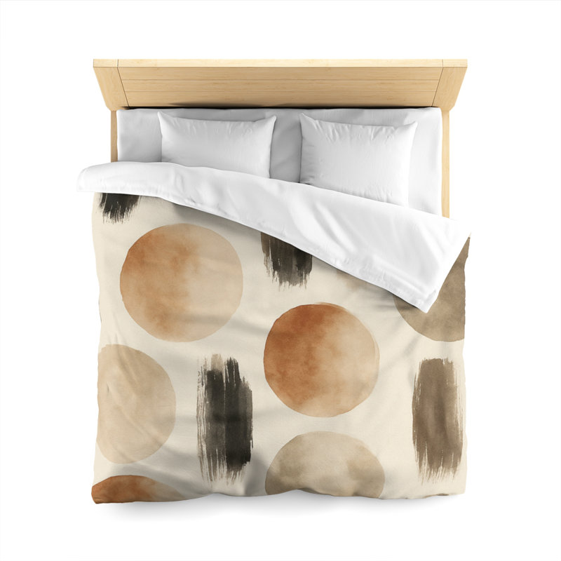 Microfiber Duvet Cover Boho Style, Design 78, Queen Duvet Cover, White