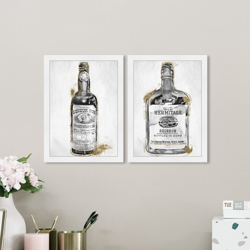 Drinks and Spirits Liquor Bottle II, Cadre blanc