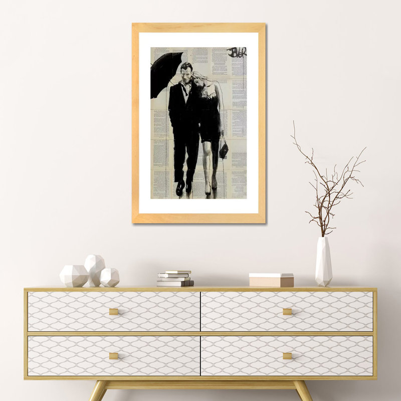 Impression d’art graphique, "each other" par Loui, Toile avec cadre en bois beige, Blanc, H 24 po x l 16 po x P 1 po