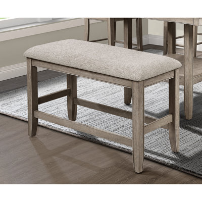 Rectangular Upholstered Bench In Tan/Brown, With Cushion Seat And Footrest, Solid Wood For Dining Tan/Beige Grey Counter Height Stool Cushioned Room